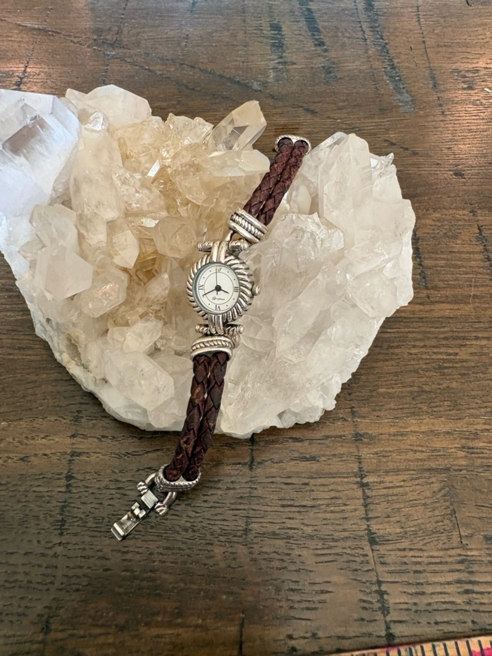 Brighton - Braided Brown Leather Watch with Silver Accents